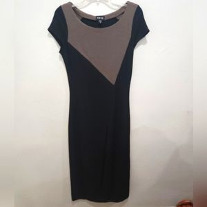 Ronen Chen• black and brown colorblock midi dress. Sz 2